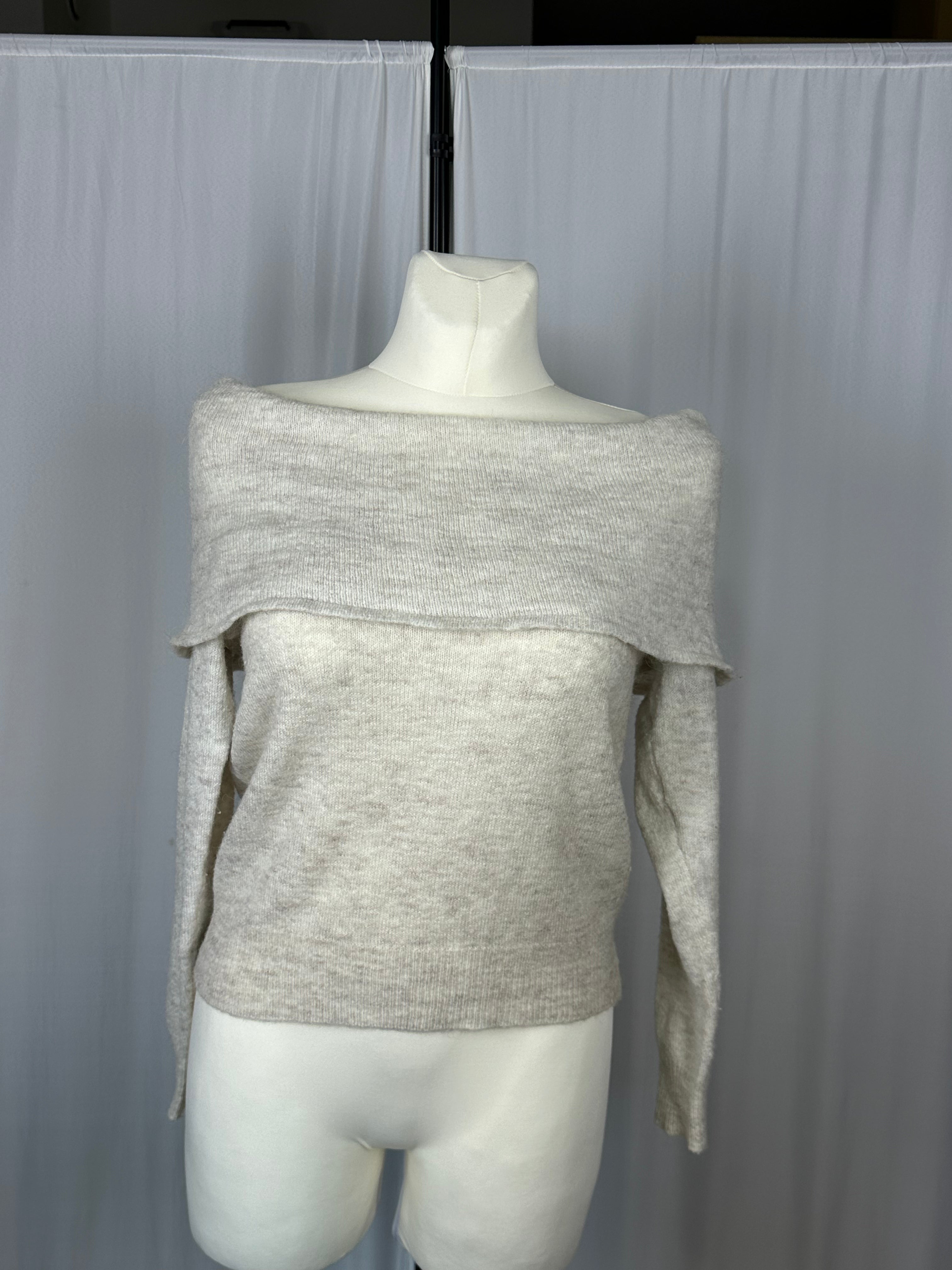 beżowy sweter hiszpanka h&m divided z alpaka s