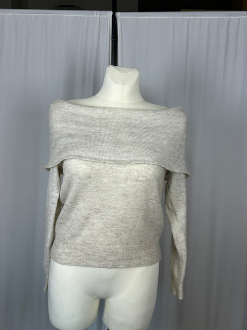 beżowy sweter hiszpanka h&m divided z alpaka s