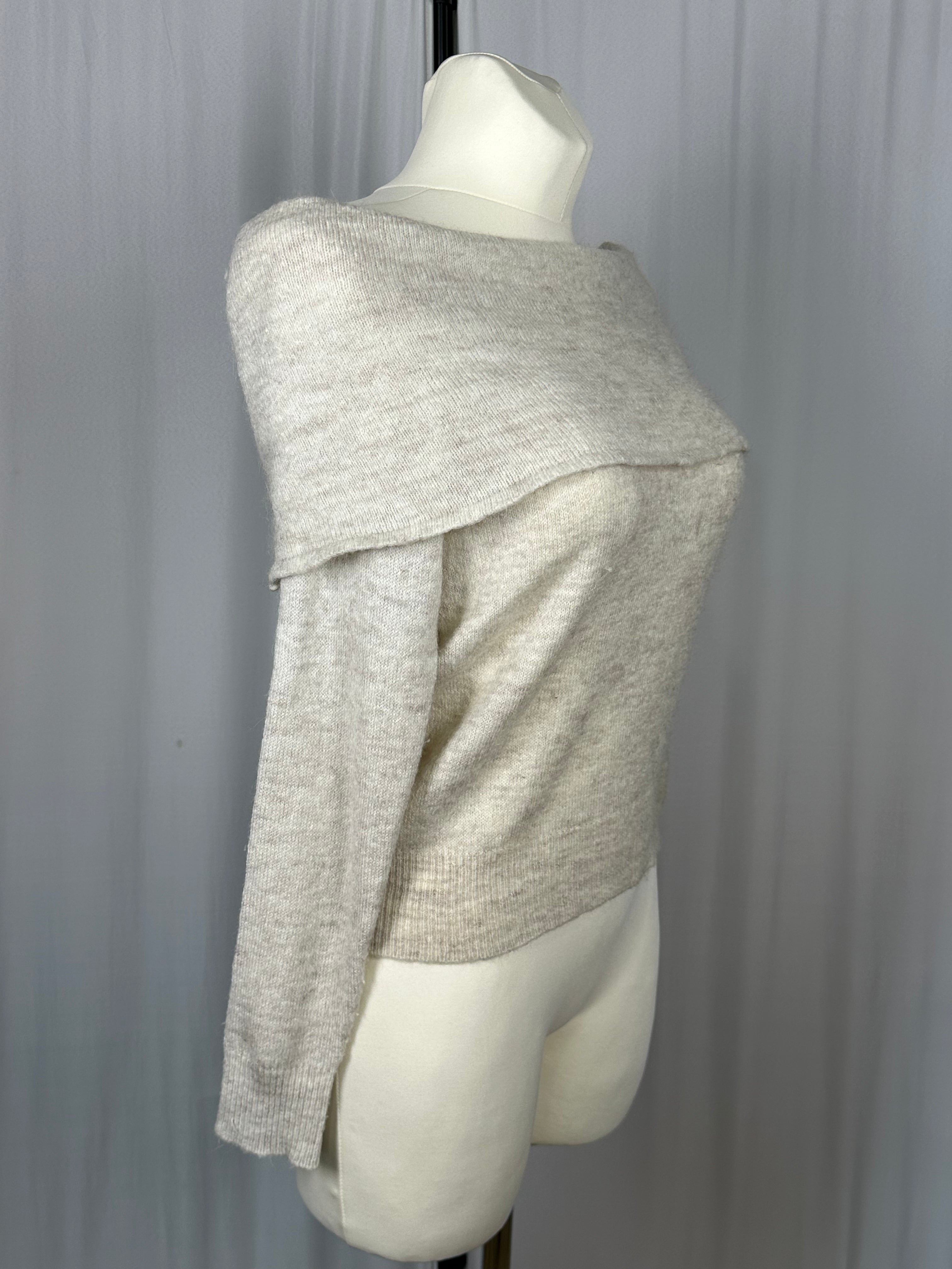 beżowy sweter hiszpanka h&m divided z alpaka s