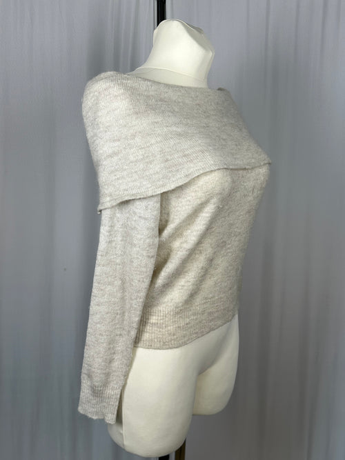 beżowy sweter hiszpanka h&m divided z alpaka s