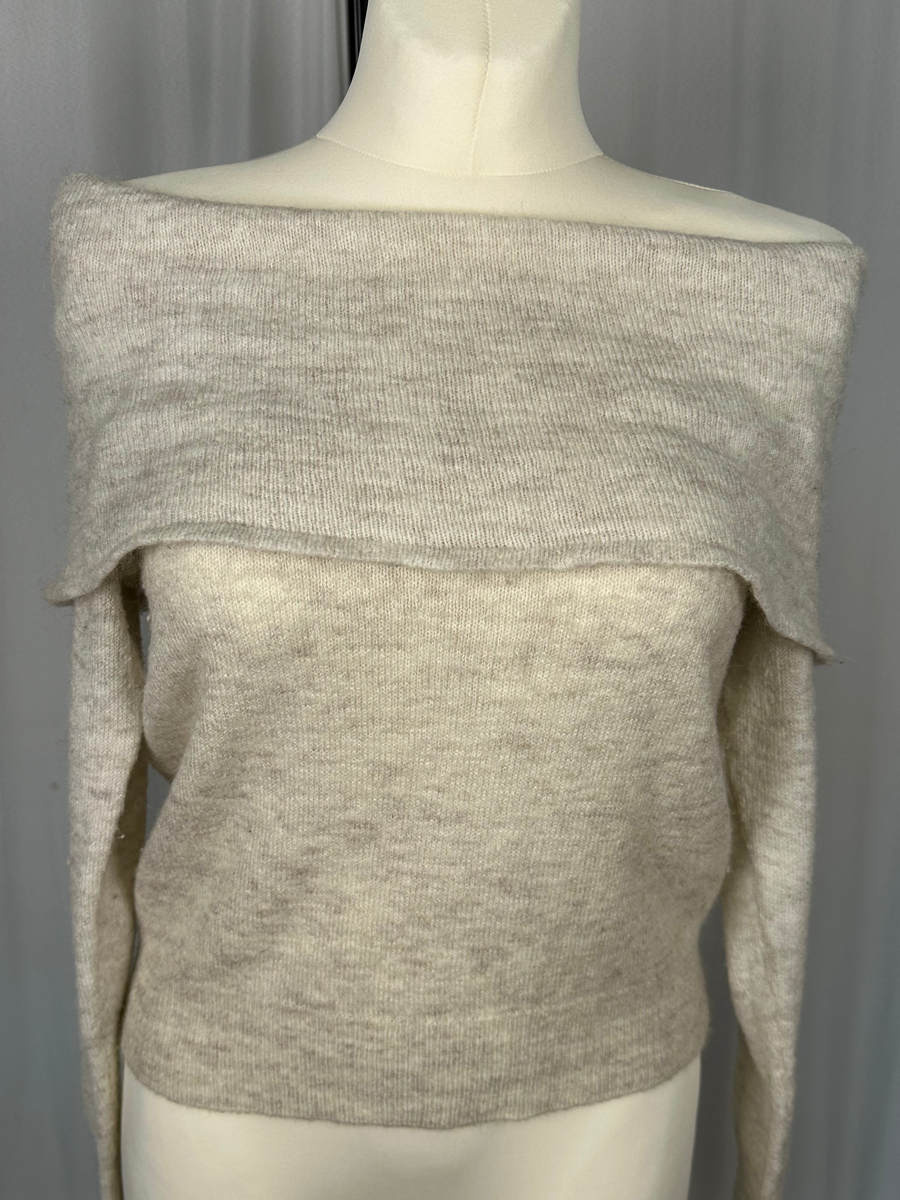 beżowy sweter hiszpanka h&m divided z alpaka s