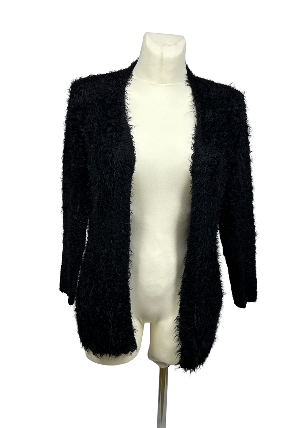 czarny kardigan etam s – puszysty sweter damski