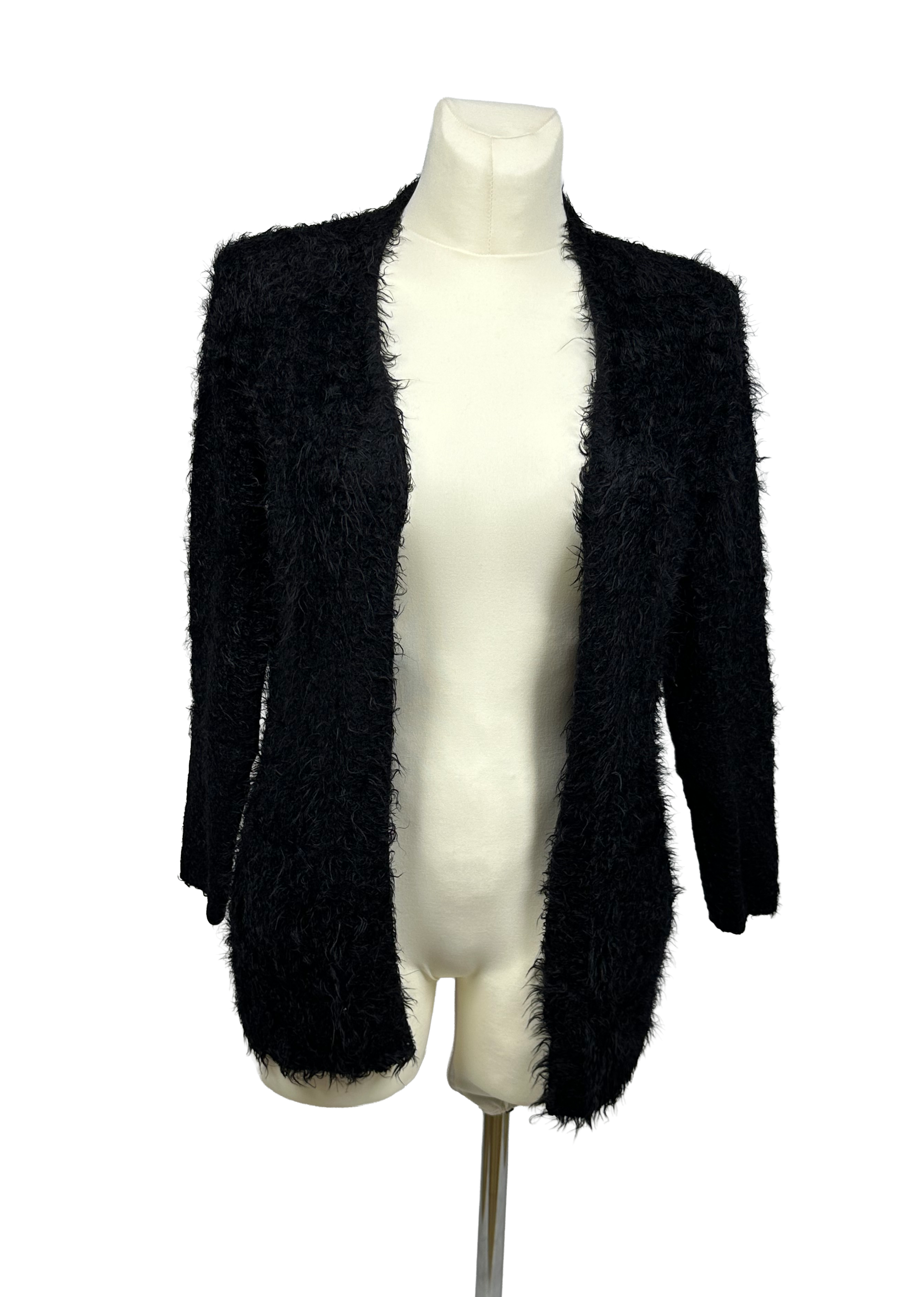 czarny kardigan etam s – puszysty sweter damski