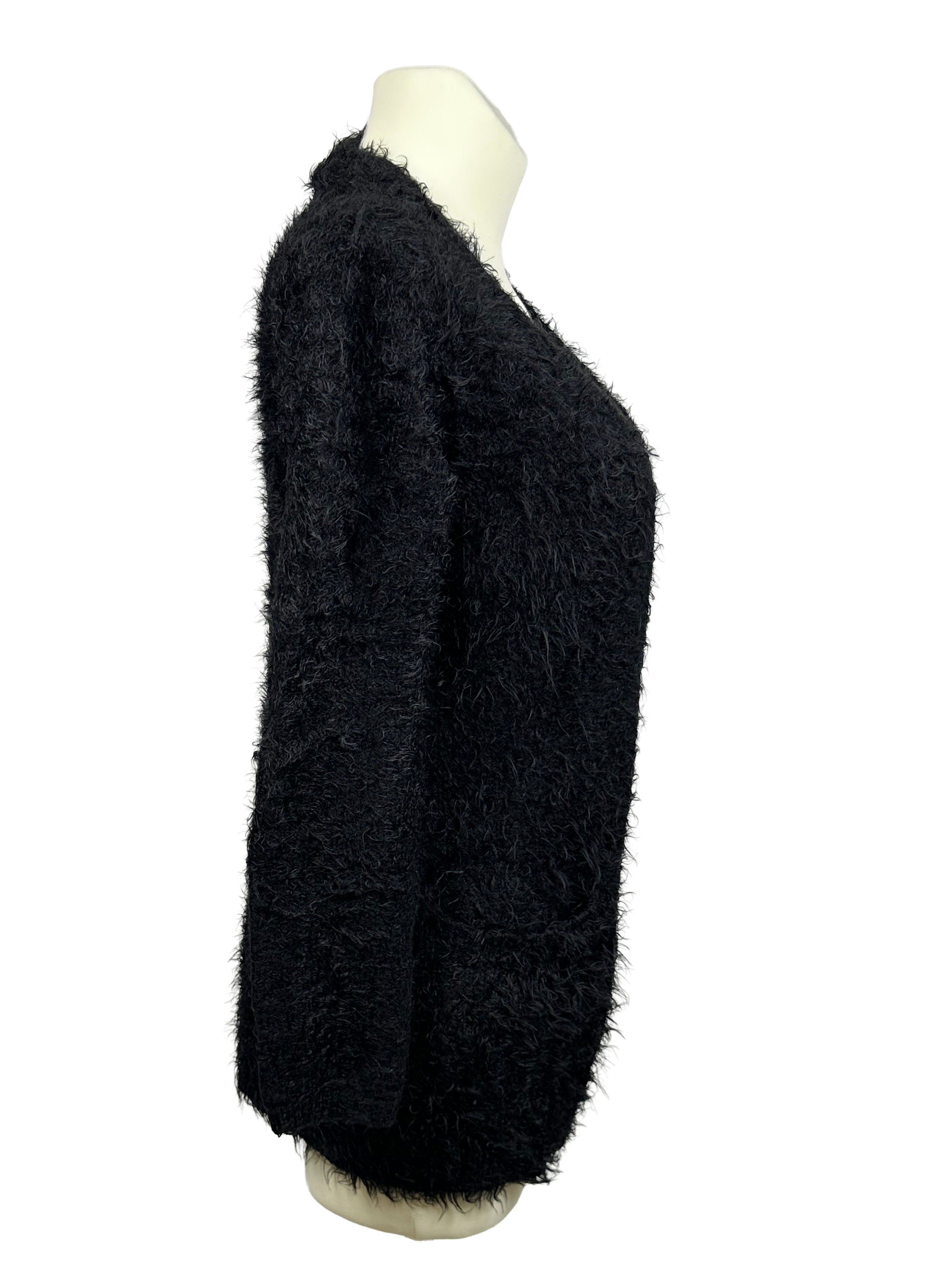 czarny kardigan etam s – puszysty sweter damski