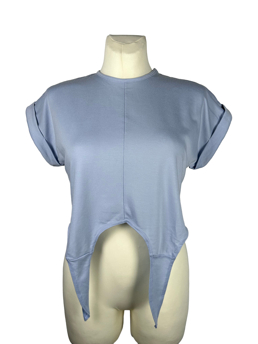 Crop top w kolorze błękitnym od Boohoo