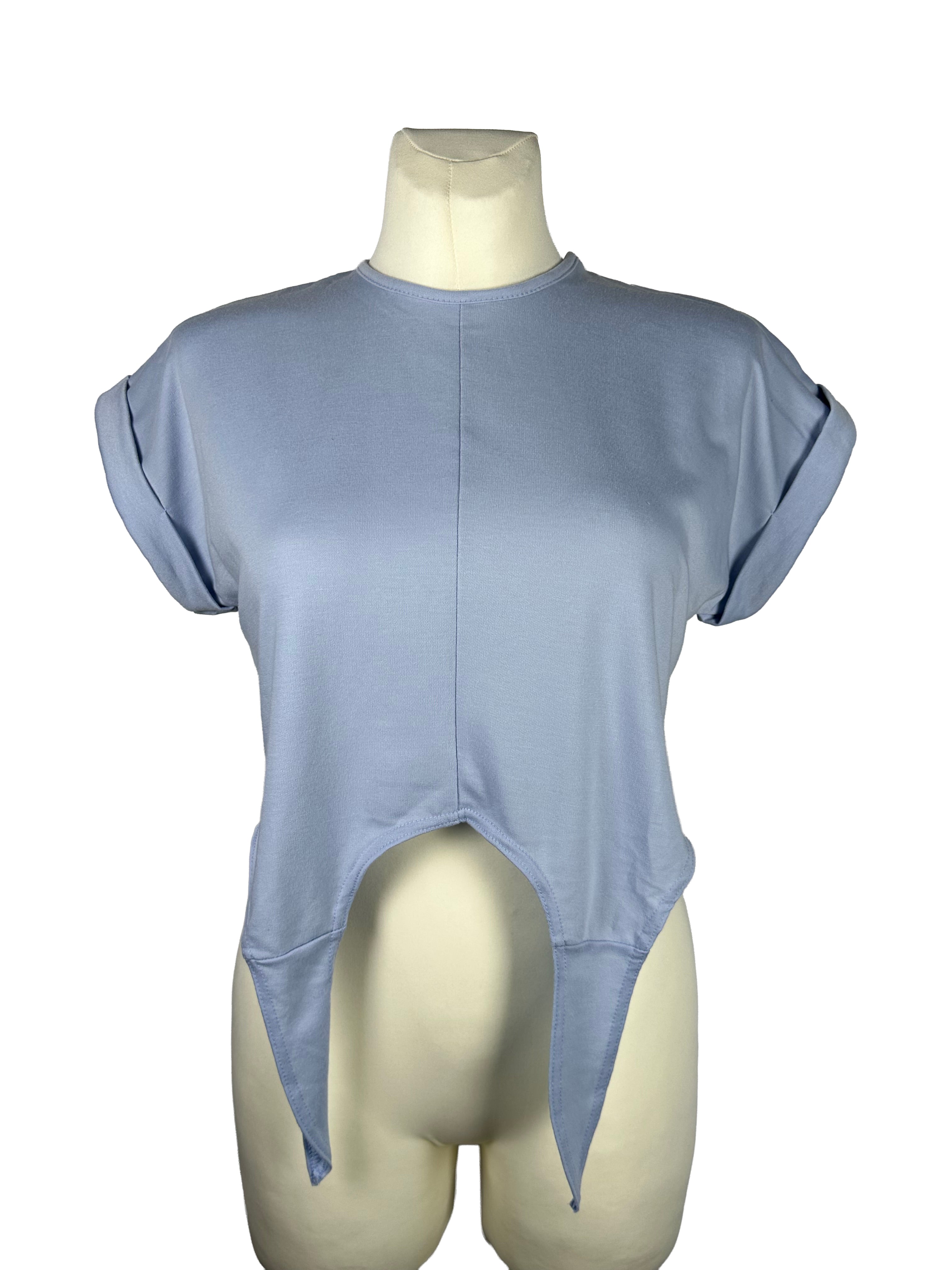 Crop top w kolorze błękitnym od Boohoo